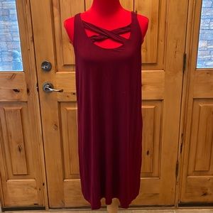 Cross-cross front and back midi tee dress